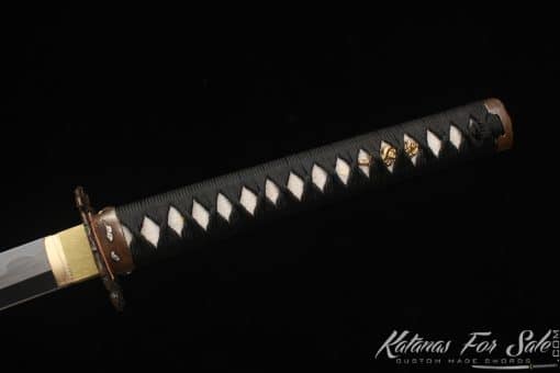 Exquisite Katana Soshu Kitae Construction (T10-1060-1045) with Multiple-refined Clay Tempered Steel  and Hadori Polish with Full Black Rayskin Saya - Image 10