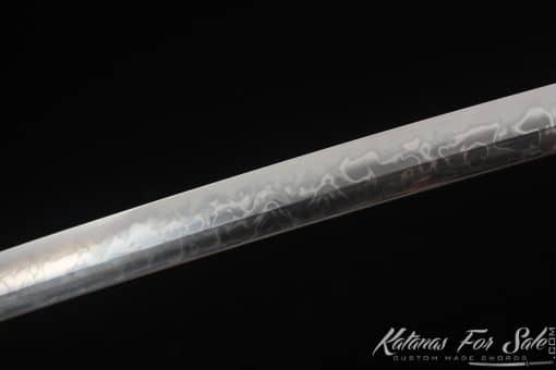 Limited-Edition Katana T10 Clay Tempered Steel with "Manpai" Full Hamon and Hadori Polish with Natural Bamboo Wood Saya with Buffalo Horns - Image 13